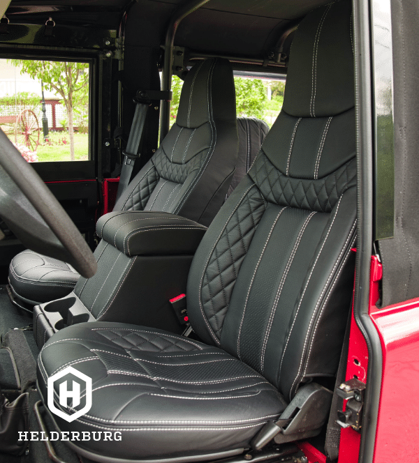 custom defender builds - leather interior detail