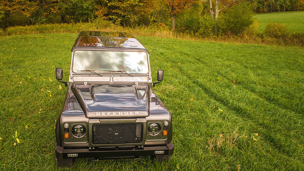 Land Rover Defender D90: Exterior Drone Shot Front View