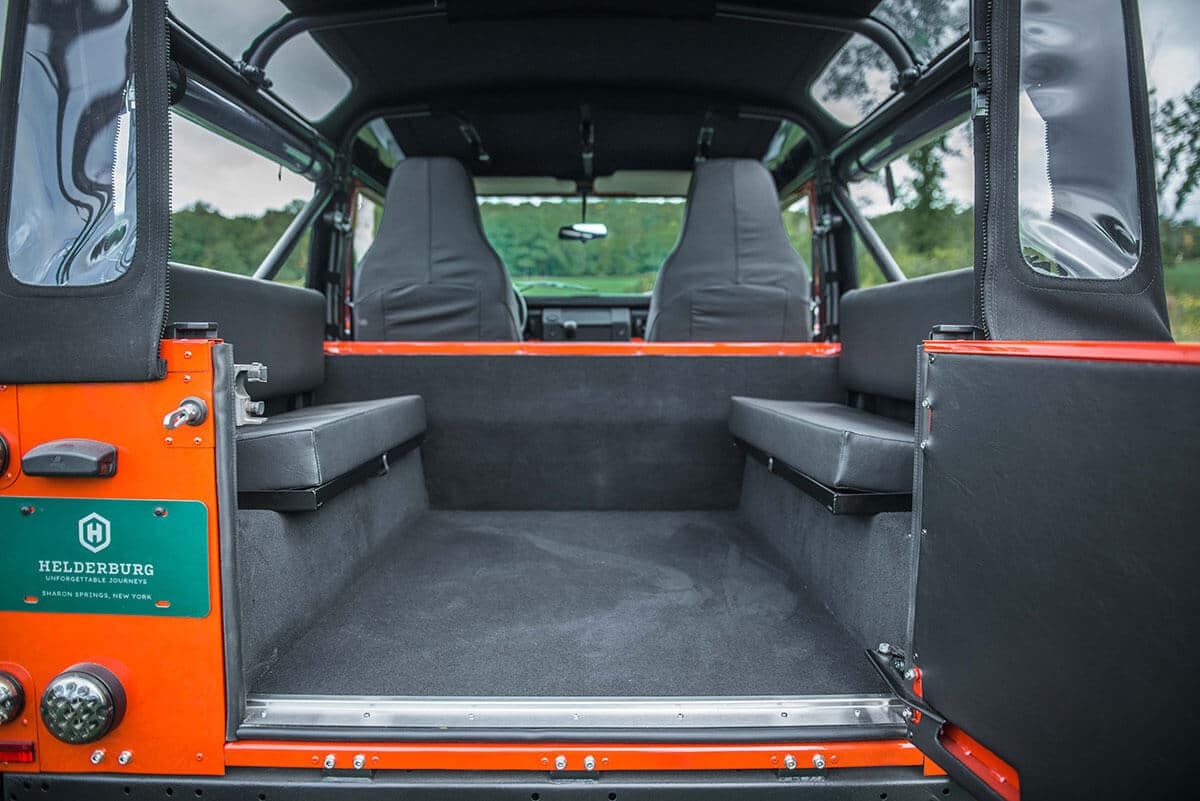 Land Rover Defender D90 Soft Top: Interior Rear View Open Tail Gate