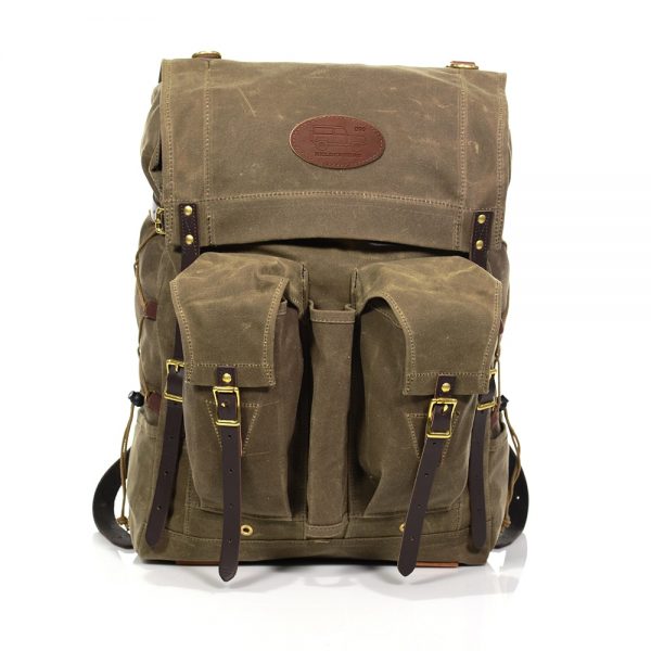 Bushcraft Pack Front View with D90 Defender Leather Patch