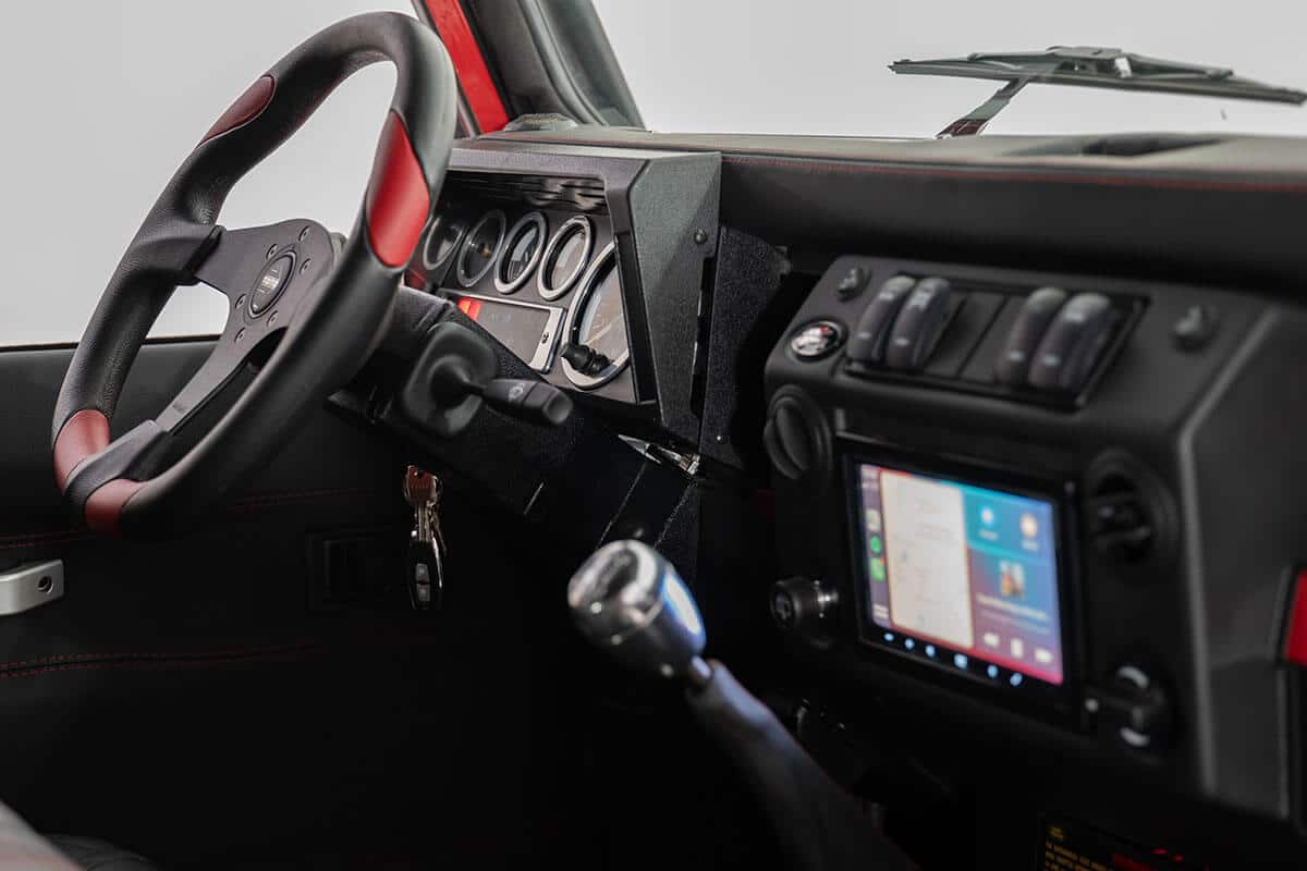 Helderburg Land Rover Defender D110 - Interior Details: Steering Wheel, Leather Dash, and Technology