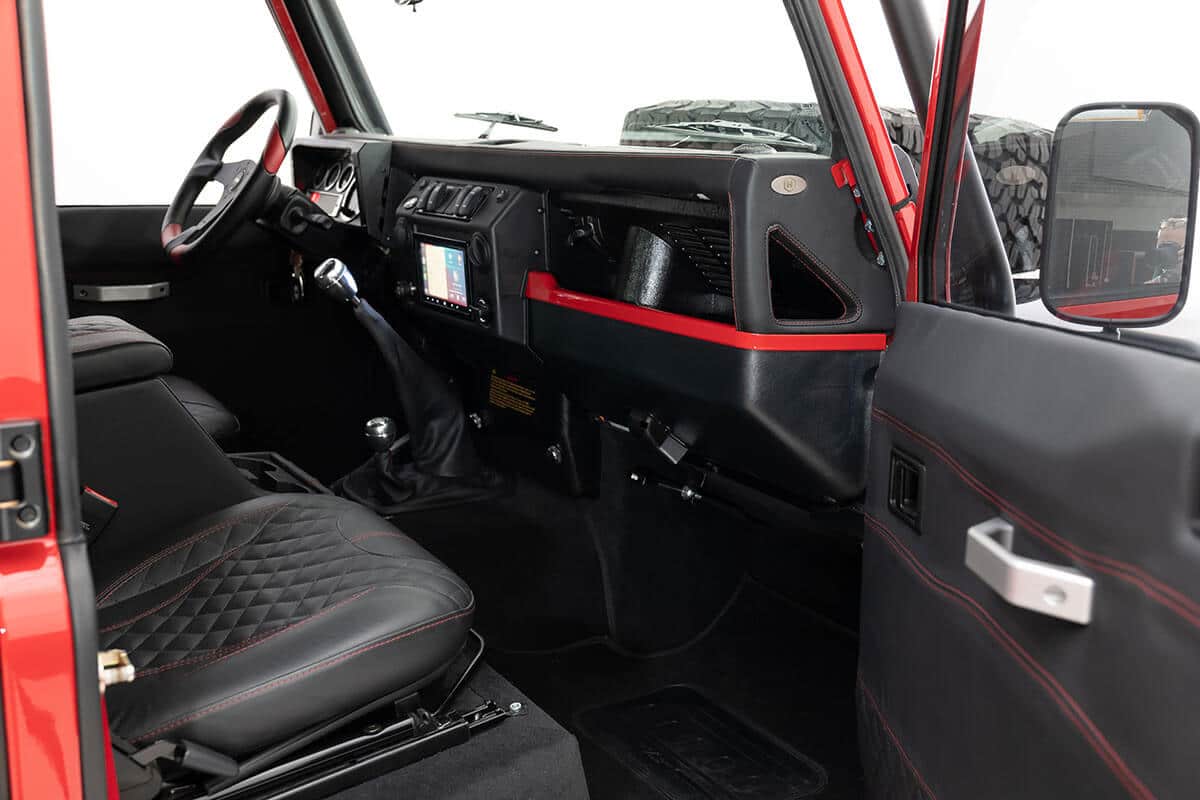 Helderburg Land Rover Defender D110 - Interior Details: Steering Wheel, Leather Dash, and Technology