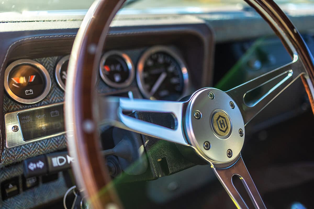 Land Rover Defender D90 Interior Detail: Dash and Steering Wheel