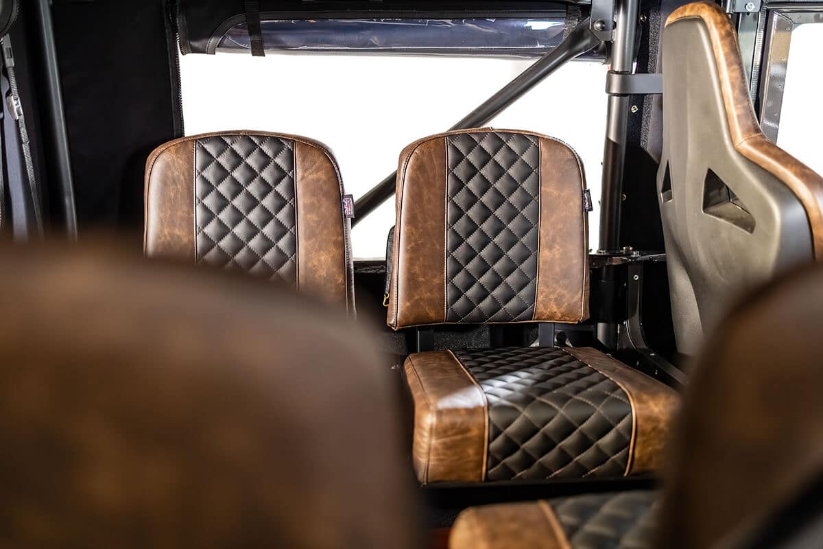 Land Rover Defender D90 Soft Top Interior Two Toned Italian Distressed Leather Seat