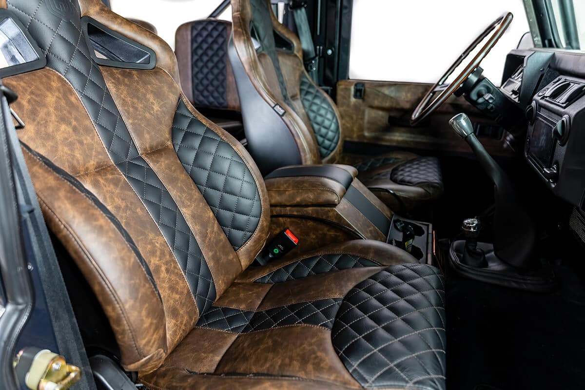 Land Rover Defender D90 Soft Top Interior Two Toned Italian Distressed Leather Seat -Milo
