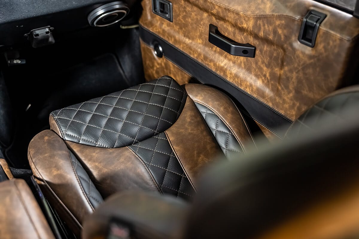 Land Rover Defender D90 Soft Top Interior Two Toned Italian Distressed Leather Seat