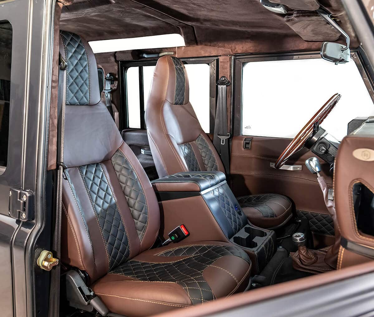 Helderburg D110 Defender Interior: Full Leather Interior Seating, Upper and Lower Dash, Doors