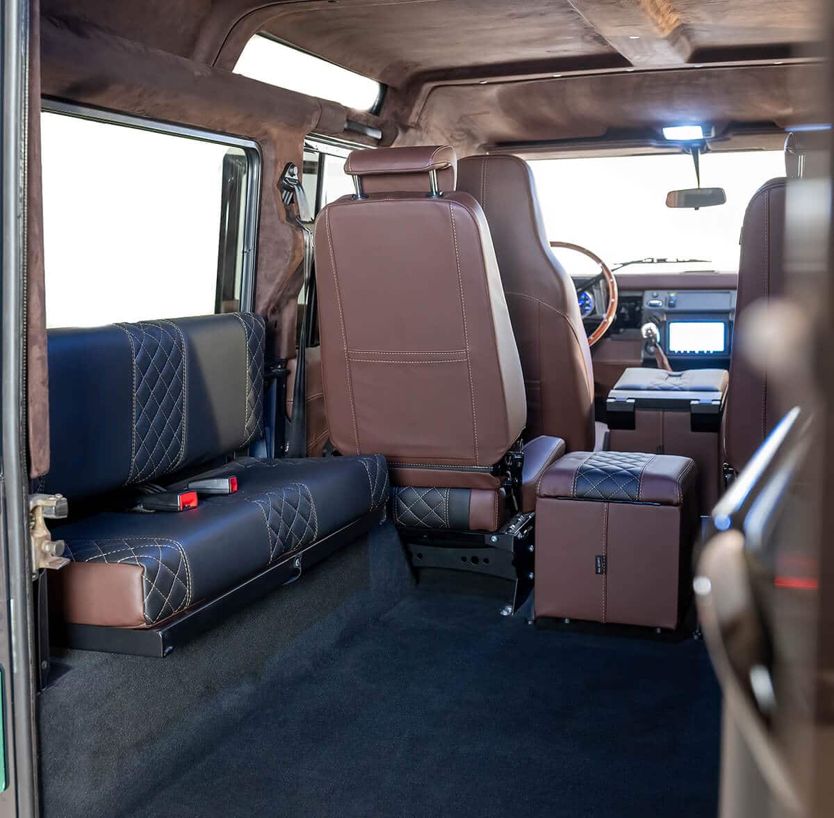 Land Rover Defender D110 Interior: Alcantara Suede Package Sunvisors, Headliner, Window Surrounds