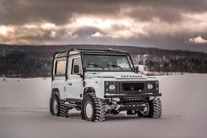 Land Rover Defender D90 with Exterior Roll Cage