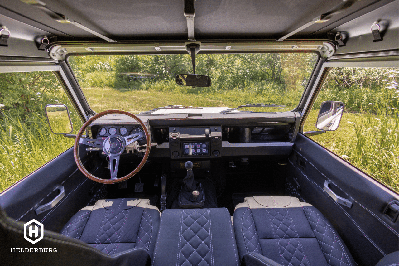 rugged custom defender - interior front cabin view
