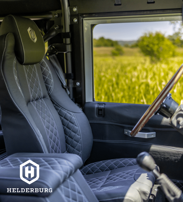 rugged custom defender - interior leather seat view