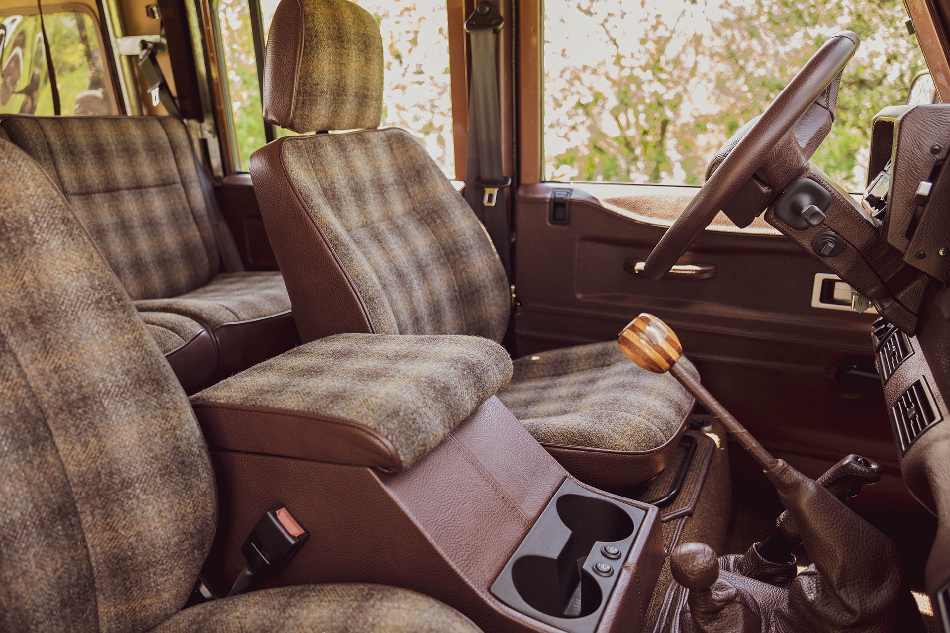 Dark Brown Wool Carpet with a Hand Sewn Leather Edging