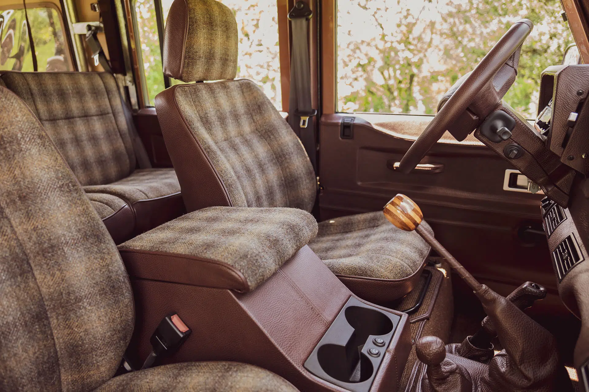 Dark Brown Wool Carpet with a Hand Sewn Leather Edging