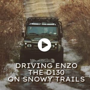 Driving Enzo the D130 on Snowy Trails