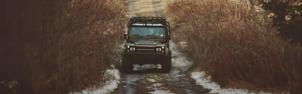 Driving Enzo the D130 on Snowy Trails