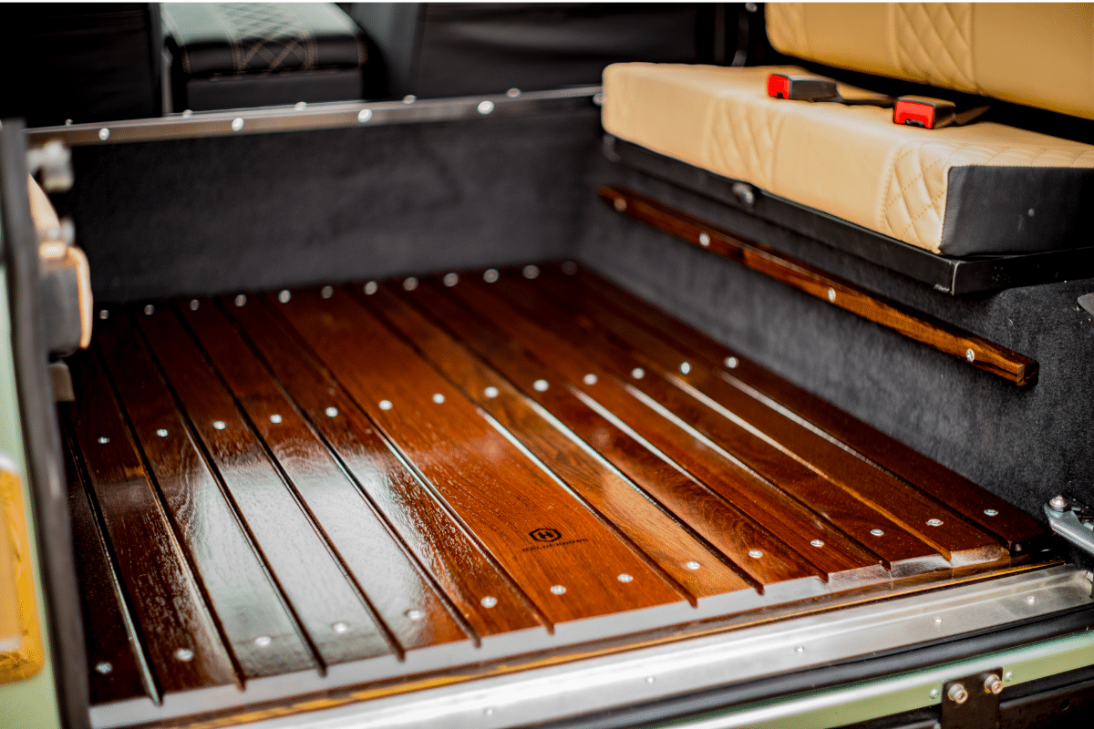 Land Rover Defender Interior: Custom Wood Floor