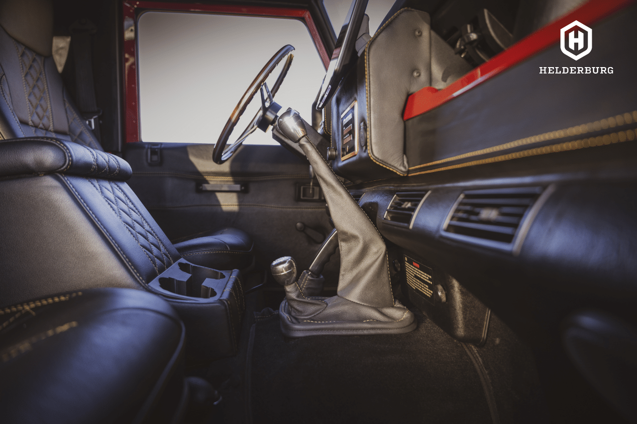 land rover defender restomod for sale - luxury interior front seat detail