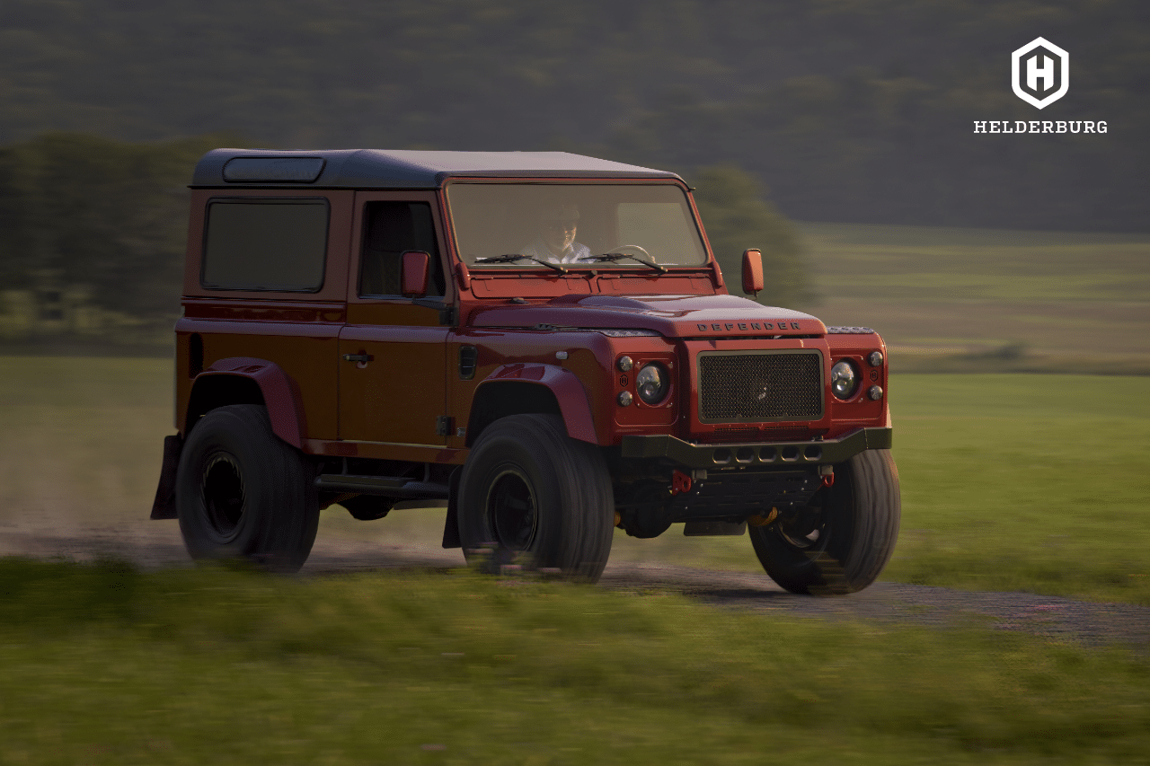 land rover defender restomod for sale - 3/4 front view