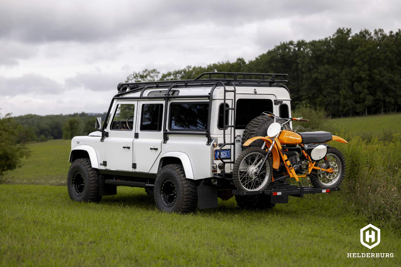 Restored Land Rover Defender 110 - 3/4 rear view