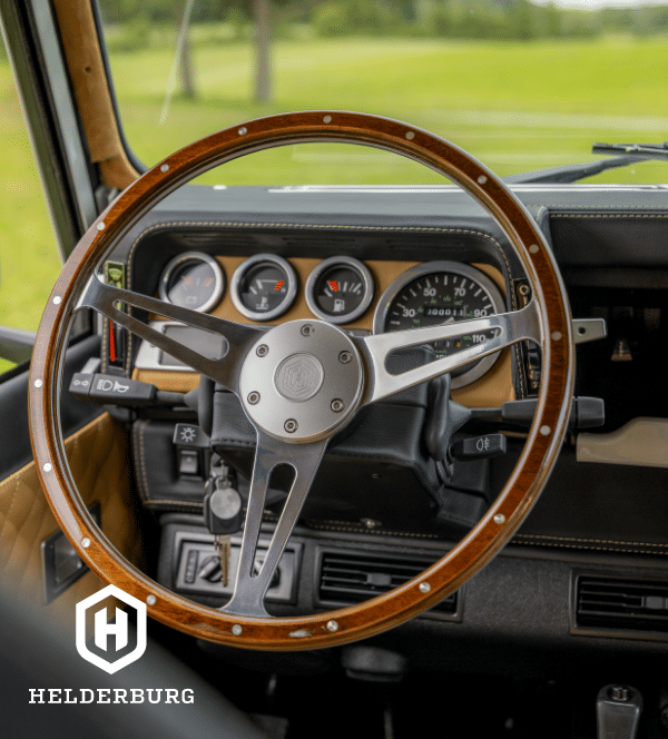 Restored Land Rover Defender 110 - steering wheel detail