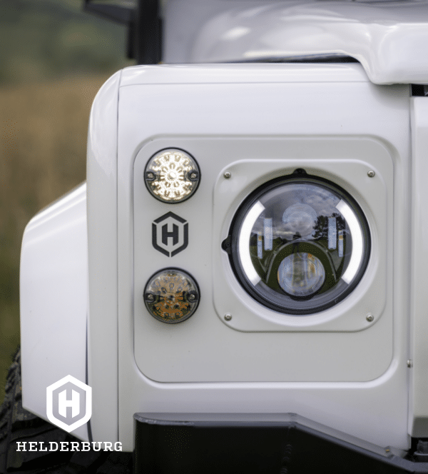 Restored Land Rover Defender 110 - LED broken beam headlight detail